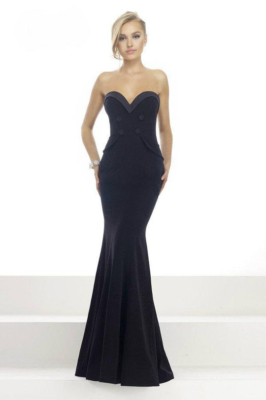 Janique C1687 Strapless Sweetheart Accented Mermaid Gown In Black