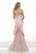 Janique C1691 - Strapless Asymmetric Fold-Over Neckline Long Gown In Pink