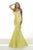 Janique C1691 - Strapless Asymmetric Fold-Over Neckline Long Gown In Yellow