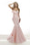 Janique C1691 - Strapless Asymmetric Fold-Over Neckline Long Gown In Pink