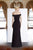 Janique - C1870 Ruffled Off-Shoulder Sheath Dress In Black and White