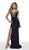Blush by Alexia Designs - C2000 V-neck Glitter Jersey Trumpet Dress In Blue