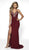 Blush by Alexia Designs - C2000 V-neck Glitter Jersey Trumpet Dress In Red