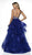 Blush by Alexia Designs - C2007 Beaded V-neck Ruffled Tulle Ballgown In Blue and Neutral