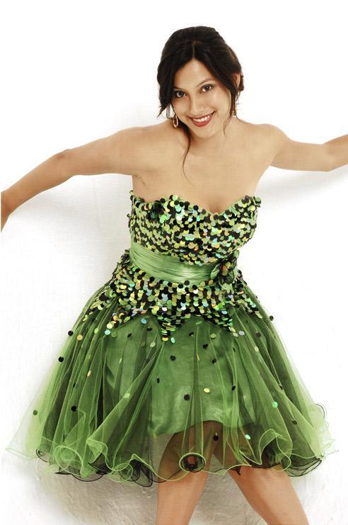 C2010-1 Dress in Black Lime