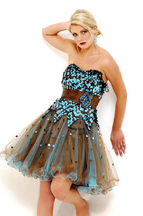 C2010-1 Dress in Coffee Turquoise