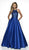 Blush by Alexia Designs - C2016 Embellished Halter Satin Ballgown In Blue