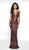 Blush by Alexia Designs - C2031 Sequined Deep V-neck Sheath Dress In Red and Nude