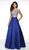 Blush by Alexia Designs - C2042 Beaded Plunging V-Neck Gown  In Blue