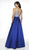 Blush by Alexia Designs - C2042 Beaded Plunging V-Neck Gown  In Blue