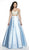 Blush by Alexia Designs - C2055 Two Piece Beaded Gown In Blue and White