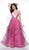 Blush by Alexia Designs - C2064 Plunging V-Neck Ruffled Ballgown In Pink