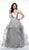 Blush by Alexia Designs - C2064 Plunging V-Neck Ruffled Ballgown In Silver