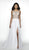 Blush by Alexia Designs - C2081 Beaded A-Line Dress with Slit In White and Neutral