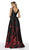 Blush by Alexia Designs - C2083 Floral A-Line Gown with Slit In Red and Black