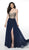Blush by Alexia Designs - C2089 Two Piece Beaded Strapless Gown In Blue and Neutral