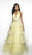 Blush by Alexia Designs - C2107 Plunging Halter Ruffled Gown In Yellow