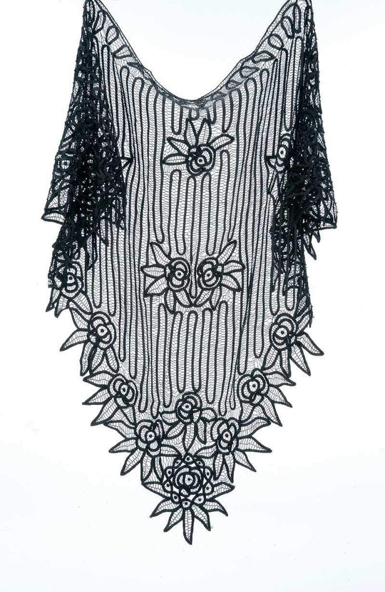 Soulmates - C305 Silk Hand Crochet Triangle Shawl in Gray