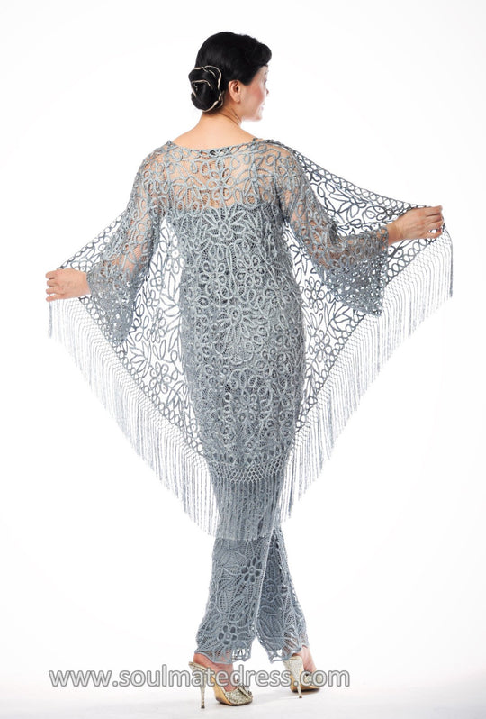 C30813 Shawl Coat Beaded Pants Set