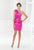 Terani Couture - C3654 Beaded Asymmetric Neck Sheath Dress in Pink