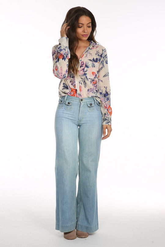 WILD ROSES BUTTON DOWN