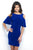 Blush - C416 Draped Sleeves Jersey Fitted Cocktail Dress In Blue
