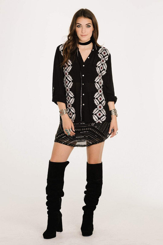 RAGA - Rosanna Roll Sleeve Shirt in Black