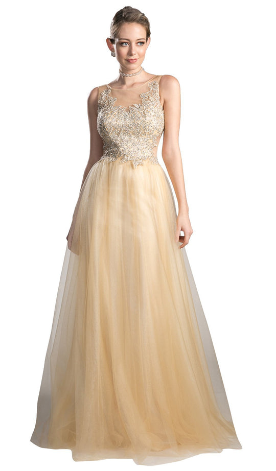 Cinderella Divine - Beaded Lace Tulle A-line Prom Dress
