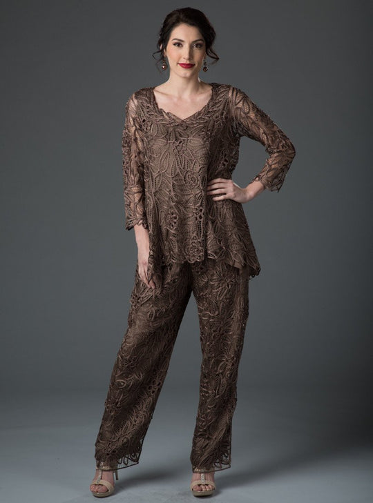 C8057 Babydoll Tunic Top Pants Set