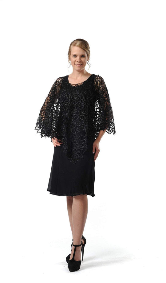 Soulmates - C8812 Hand Crochet Beaded Poncho in Black