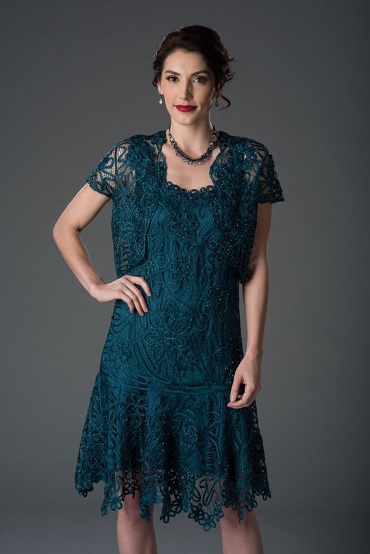 C9125 Cap Sleeve Jacket With Short Dress Set