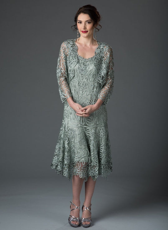 C9126 Tea Length Dress Bolero Jacket Set