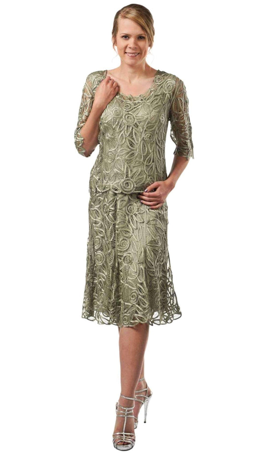 Soulmates - C9128 Silk Hand Crochet Short Sleeve Top with Skirt Set