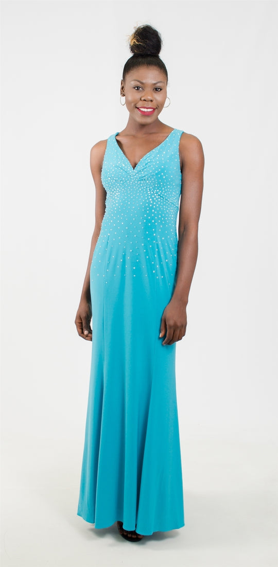 Cachet  - Sleeveless Beaded Dress 56799 in Blue