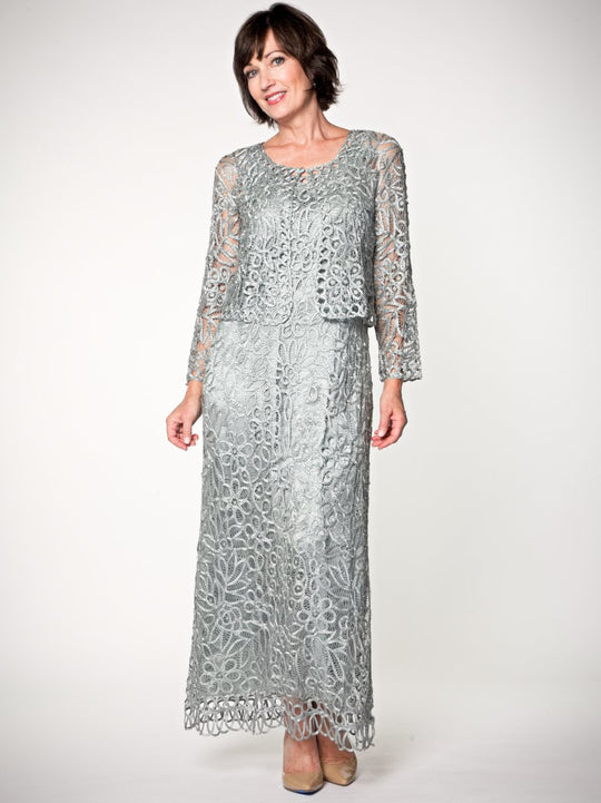 C12016 Beaded Hand Crochet Bolero Jacket Dress Set