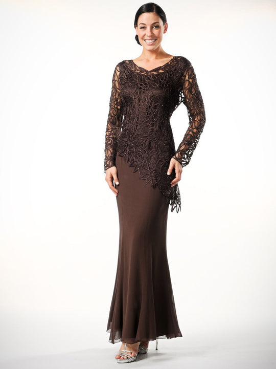 C805809 Asymmetrical Silk Crochet Lace Tunic Skirt Set