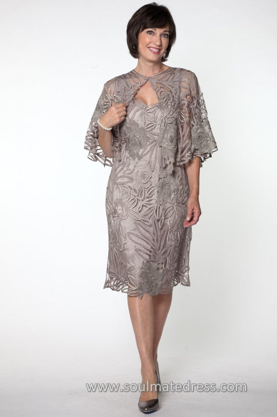 D1107 Rose Flower Cape with Short Dress