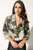 CAYLA PALM Silk Bodysuit Blouse | CAYLA Justaucorps Palm en soie