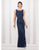 CAMERON BLAKE BY MON CHERI - 115604 BATEAU NECKLINE LONG EVENING GOWN in Blue