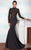 Janique W1003 Beaded High Neck Gown in Charcoal