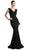 Cinderella Divine - Cap Sleeve V-neck Jersey Trumpet Evening Dress