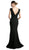 Cinderella Divine - Cap Sleeve V-neck Jersey Trumpet Evening Dress
