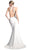 Cinderella Divine - Gold Beaded Halter Jersey Trumpet Evening Dress