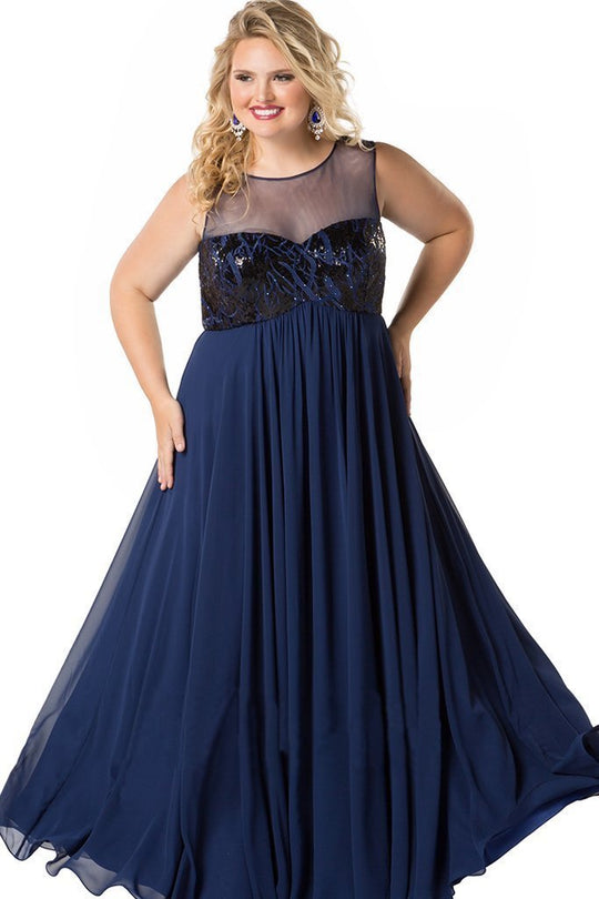 CE1810 Sequined Sheer Chiffon Dress