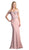 Cinderella Divine - CF158 Stretch Crepe Satin Off Shoulder Gown In Neutral and Pink