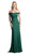 Cinderella Divine - CF158 Stretch Crepe Satin Off Shoulder Gown In Green