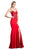Cinderella Divine - CF266 Lace Applique Bodice Jersey Evening Dress In Red