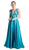 Cinderella Divine - Pleated Deep V-neck Satin A-line Dress