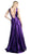 Pleated Deep V-neck Satin A-line Dress