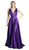 Cinderella Divine - Pleated Deep V-neck Satin A-line Dress